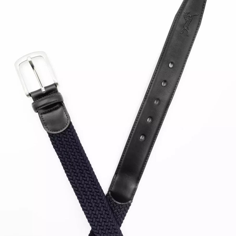 Elastic leather belt Black/Navy