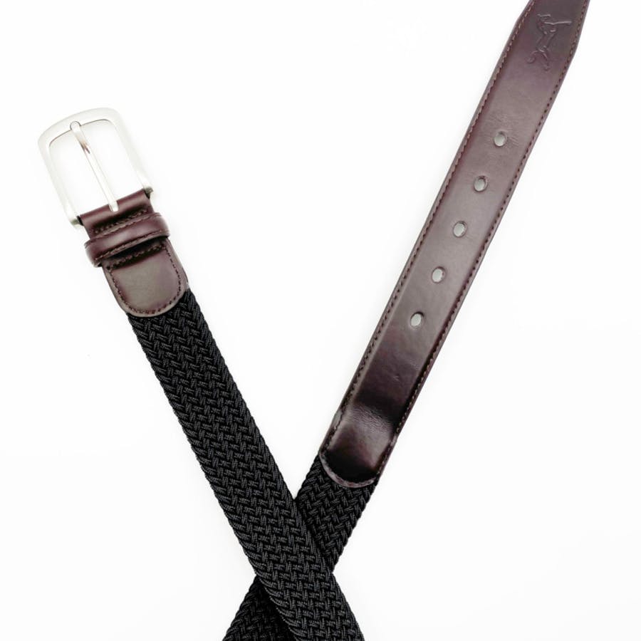 Elastic leather belt Brown/Black